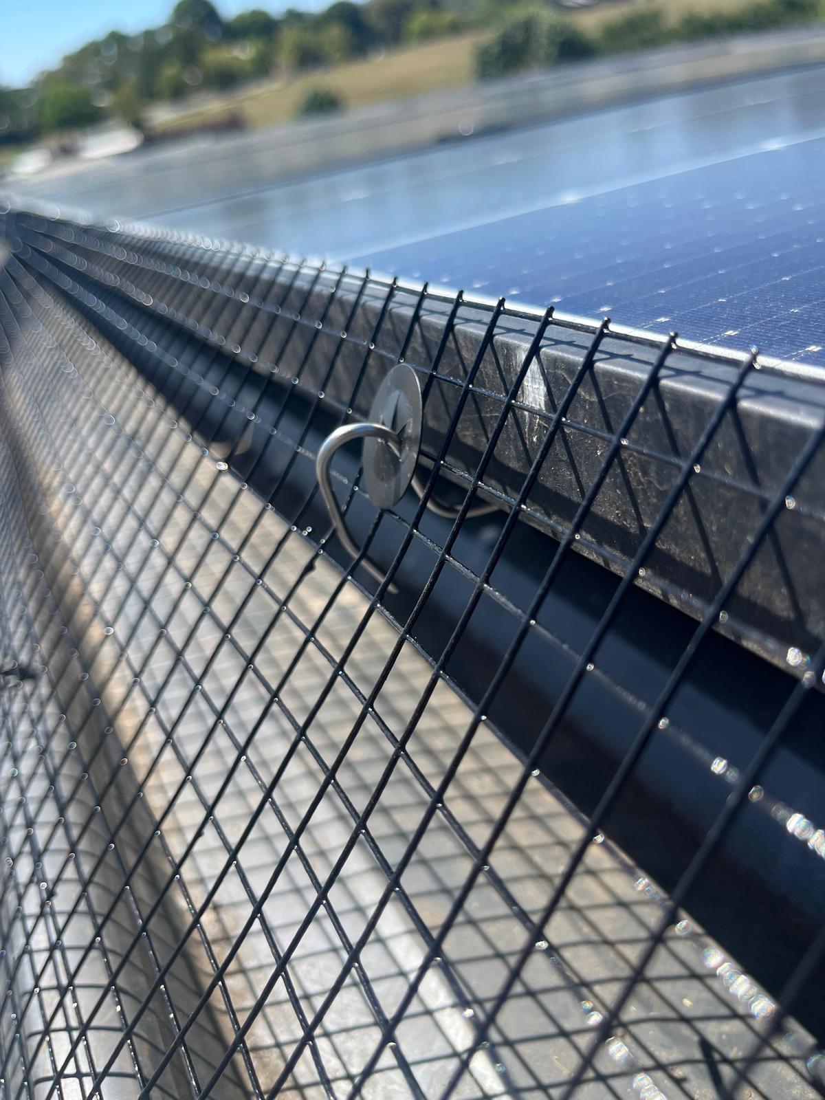 Solar panel birdproofing by urban gutters